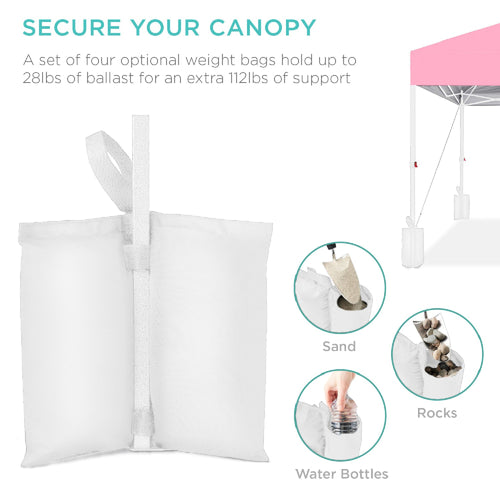 One-Person Setup Instant Pop Up Canopy w/ Case, 4 Weight Bags - 8x8ft