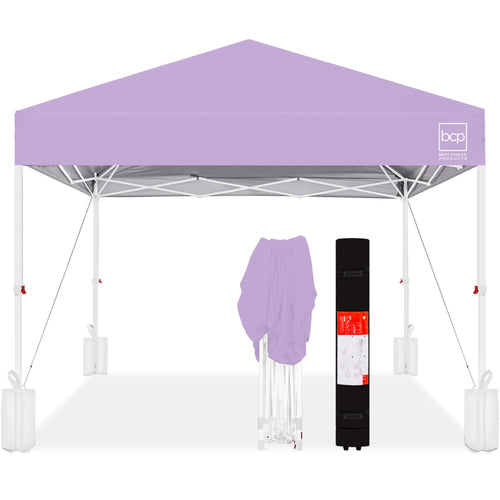 One-Person Setup Instant Pop Up Canopy w/ Case, 4 Weight Bags - 8x8ft