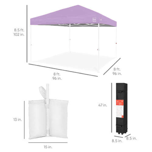 One-Person Setup Instant Pop Up Canopy w/ Case, 4 Weight Bags - 8x8ft
