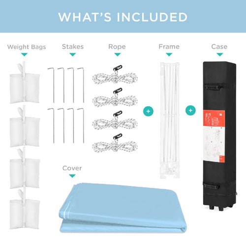 One-Person Setup Instant Pop Up Canopy w/ Case, 4 Weight Bags - 8x8ft