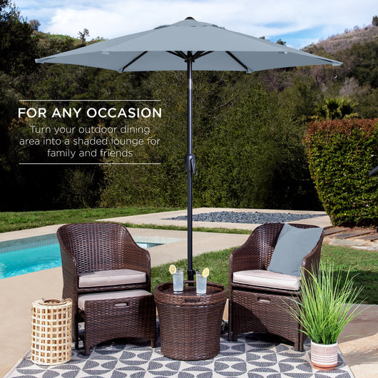 Outdoor Market Patio Umbrella w/ Push Button Tilt, Crank Lift - 7.5ft