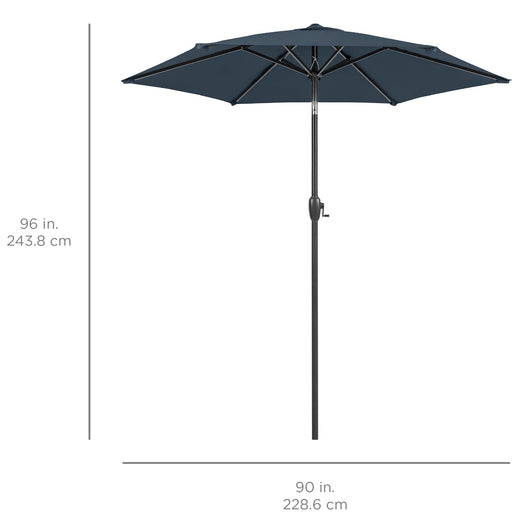 Outdoor Market Patio Umbrella w/ Push Button Tilt, Crank Lift - 7.5ft