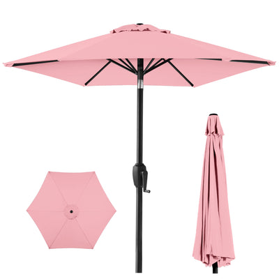 Outdoor Market Patio Umbrella w/ Push Button Tilt, Crank Lift - 7.5ft