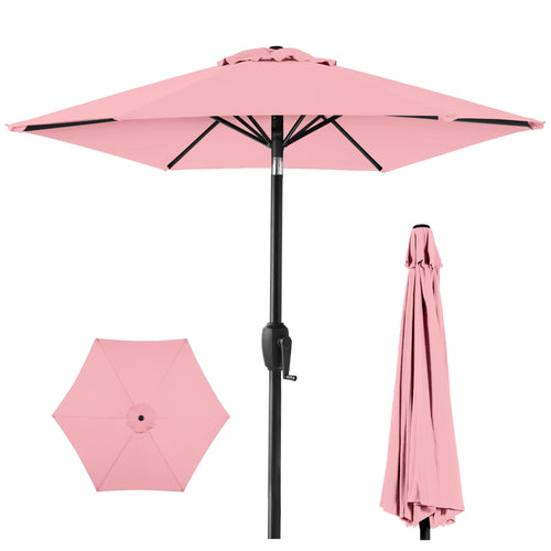 Outdoor Market Patio Umbrella w/ Push Button Tilt, Crank Lift - 7.5ft