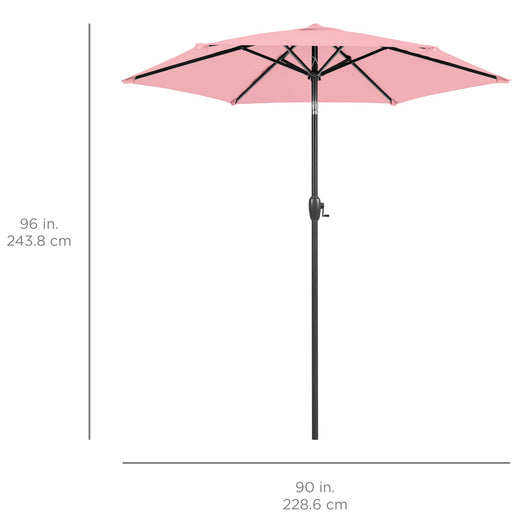 Outdoor Market Patio Umbrella w/ Push Button Tilt, Crank Lift - 7.5ft