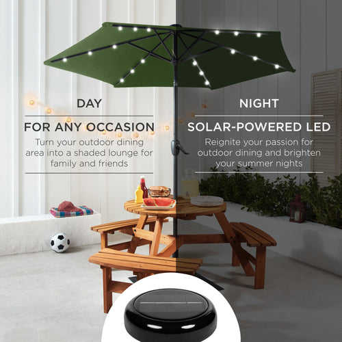 Outdoor Solar Patio Umbrella w/ Push Button Tilt, Crank Lift - 7.5ft