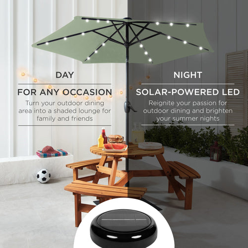 Outdoor Solar Patio Umbrella w/ Push Button Tilt, Crank Lift - 7.5ft