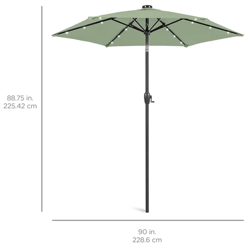 Outdoor Solar Patio Umbrella w/ Push Button Tilt, Crank Lift - 7.5ft