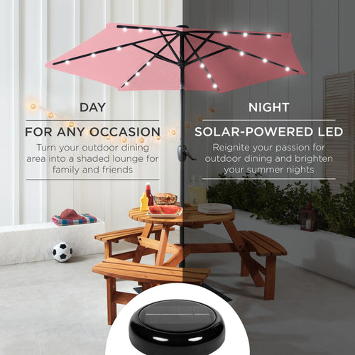 Outdoor Solar Patio Umbrella w/ Push Button Tilt, Crank Lift - 7.5ft