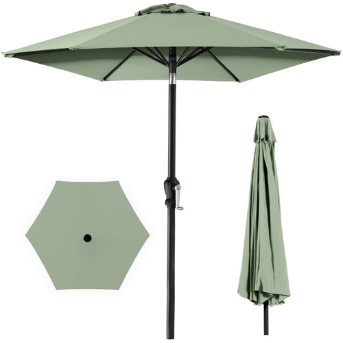 Outdoor Steel Market Patio Umbrella Decoration w/ Tilt, Crank Lift - 10ft