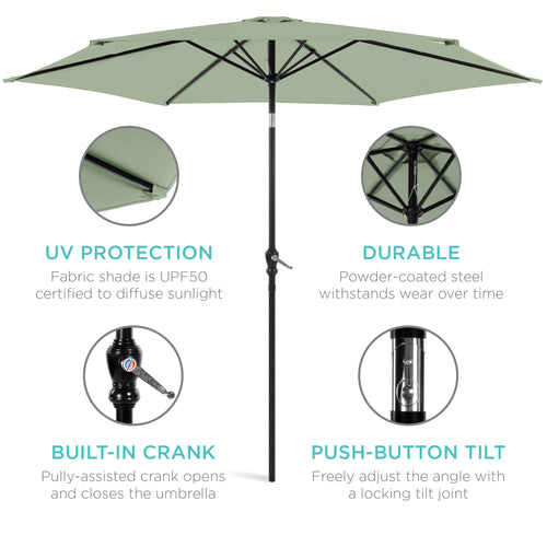 Outdoor Steel Market Patio Umbrella Decoration w/ Tilt, Crank Lift - 10ft