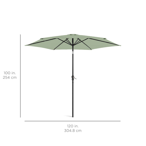 Outdoor Steel Market Patio Umbrella Decoration w/ Tilt, Crank Lift - 10ft