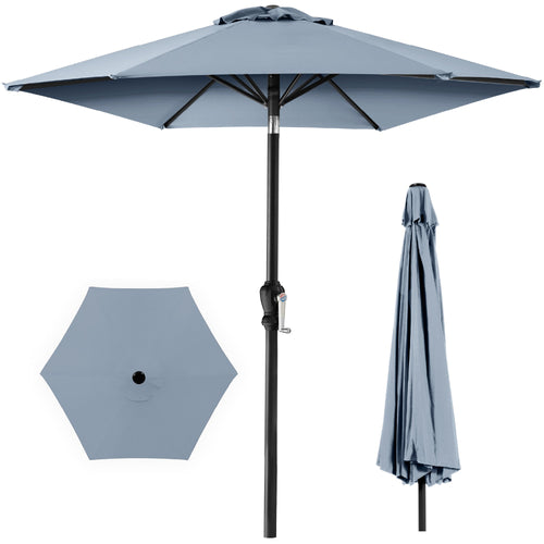 Outdoor Steel Market Patio Umbrella Decoration w/ Tilt, Crank Lift - 10ft