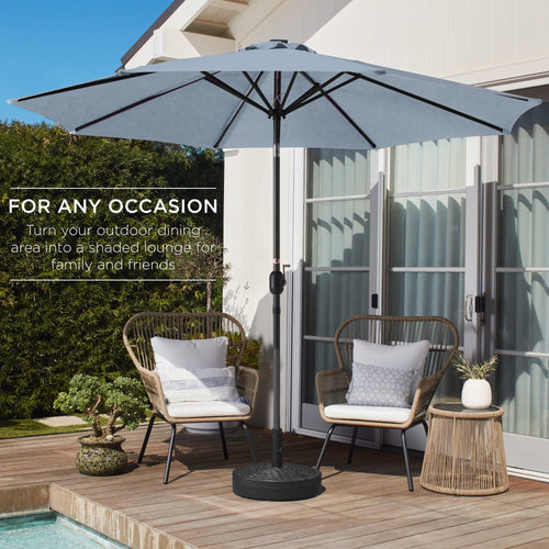 Outdoor Steel Market Patio Umbrella Decoration w/ Tilt, Crank Lift - 10ft