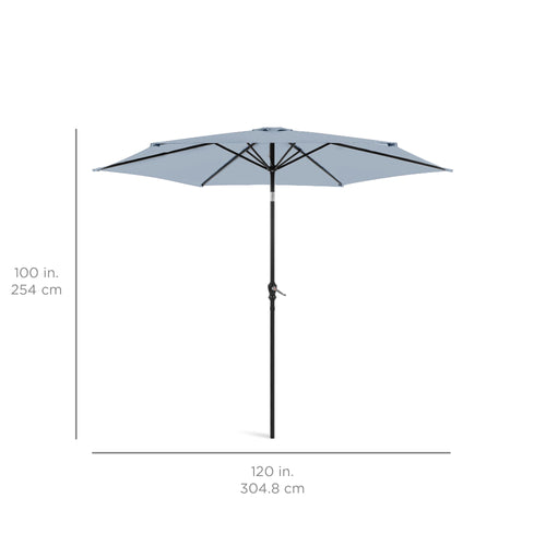 Outdoor Steel Market Patio Umbrella Decoration w/ Tilt, Crank Lift - 10ft