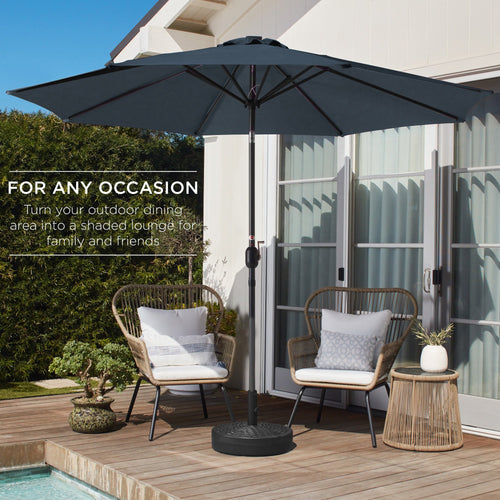 Outdoor Steel Market Patio Umbrella Decoration w/ Tilt, Crank Lift - 10ft