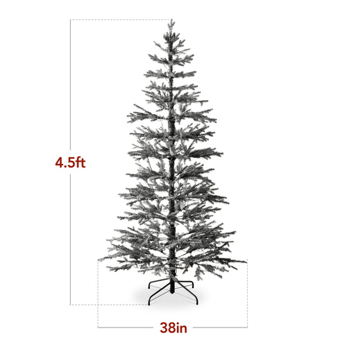 Black Pre-Lit Sparse Flocked Christmas Tree w/ 2-in-1 LEDs, Cordless Connection