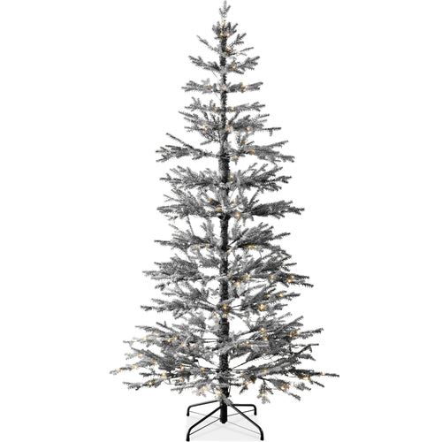 Black Pre-Lit Sparse Flocked Christmas Tree w/ 2-in-1 LEDs, Cordless Connection