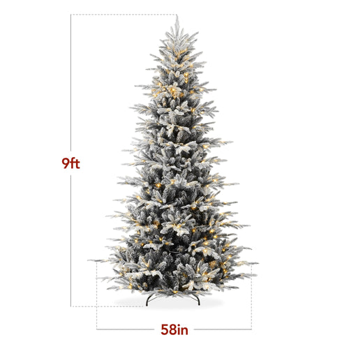 Pre-Lit Flocked Artificial Aspen Noble Fir Christmas Tree w/ Metal Stand