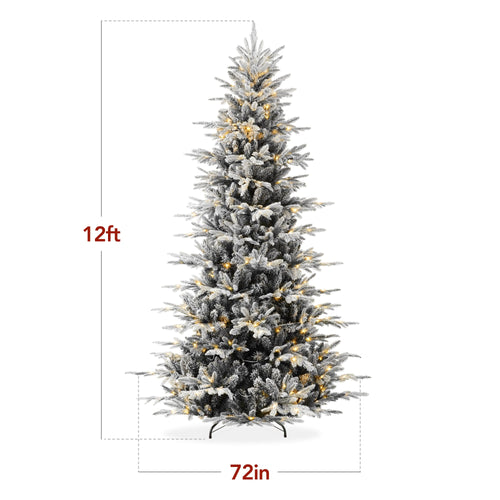 Pre-Lit Flocked Artificial Aspen Noble Fir Christmas Tree w/ Metal Stand