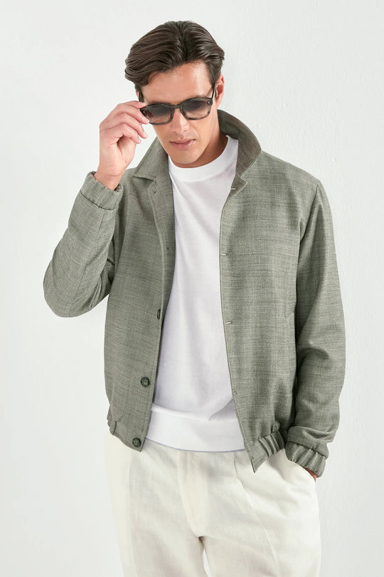 Sage linen blend bomber - Made in Italy