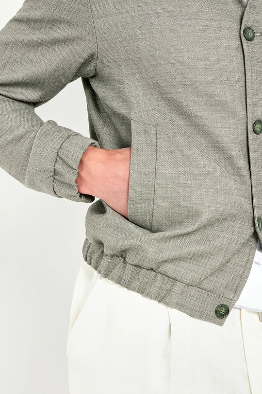 Sage linen blend bomber - Made in Italy