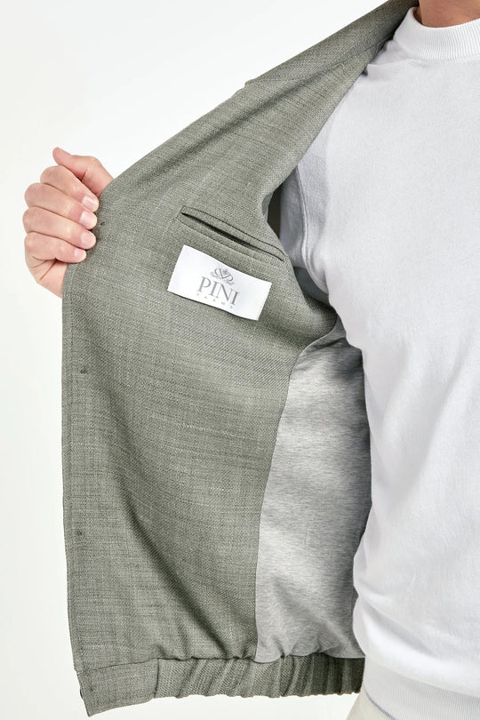 Sage linen blend bomber - Made in Italy