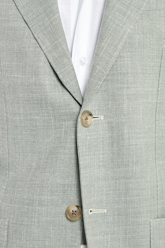 Sage wool silk and linen jacket - Made in Italy
