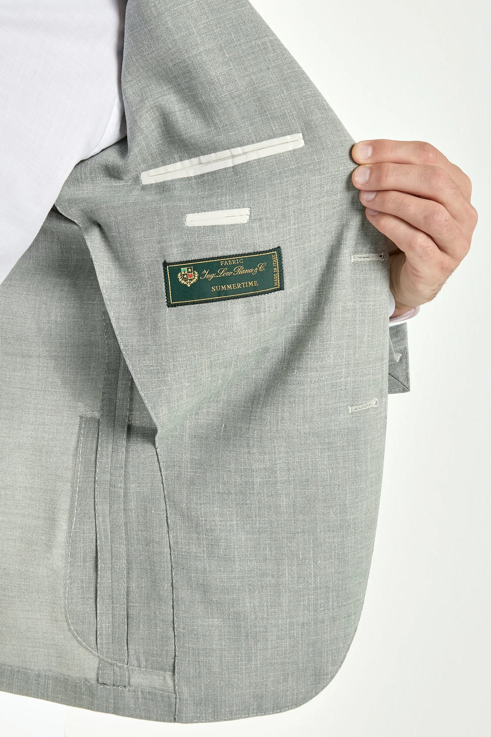 Sage wool silk and linen jacket - Made in Italy