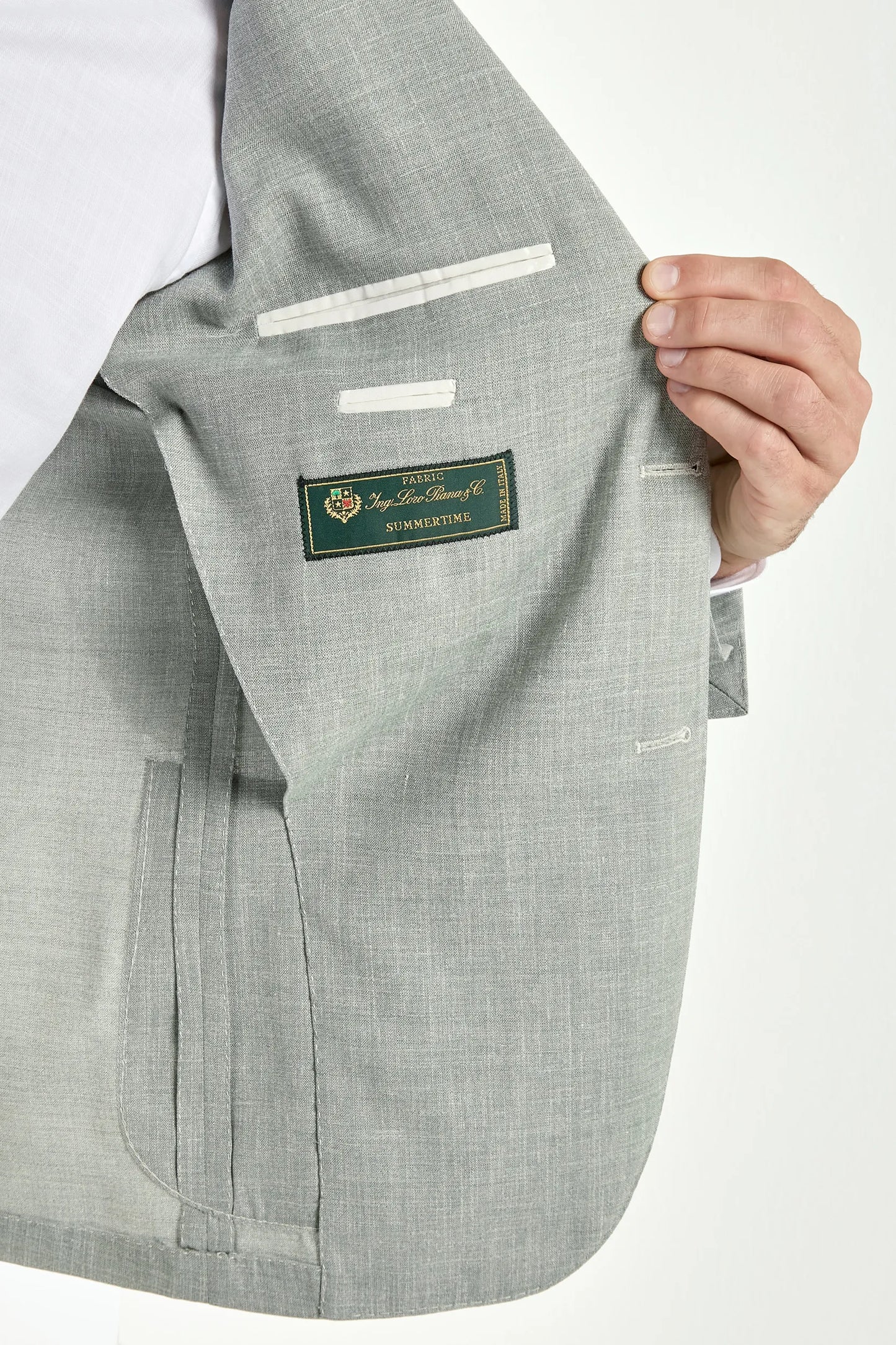 Sage wool silk and linen jacket - Made in Italy
