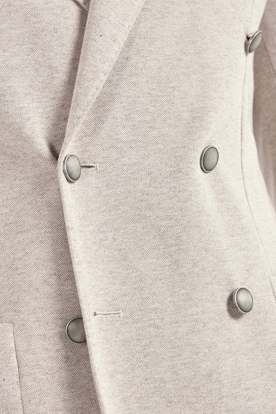 Sand double breasted jersey jacket - Made in Italy