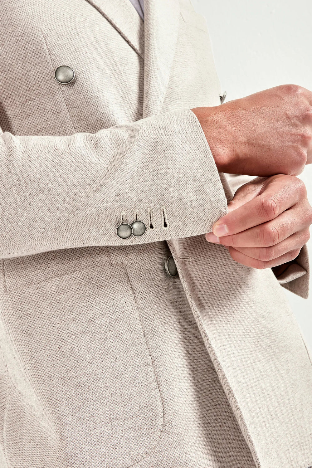 Sand double breasted jersey jacket - Made in Italy
