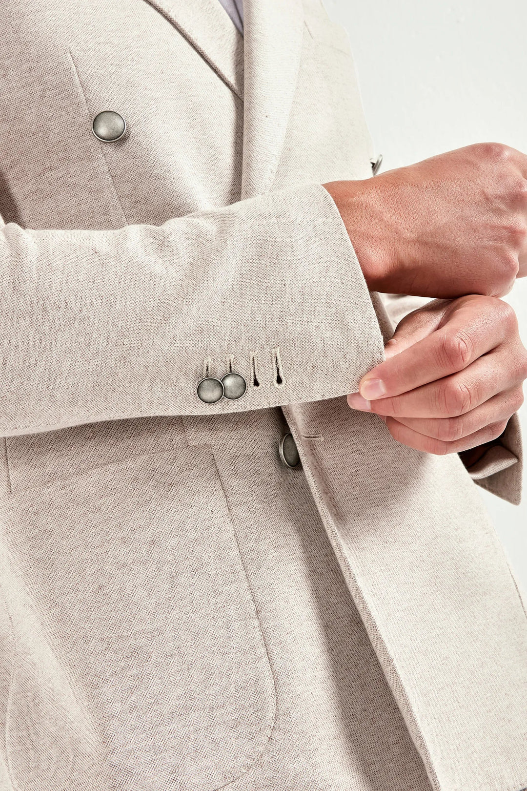 Sand double breasted jersey jacket - Made in Italy