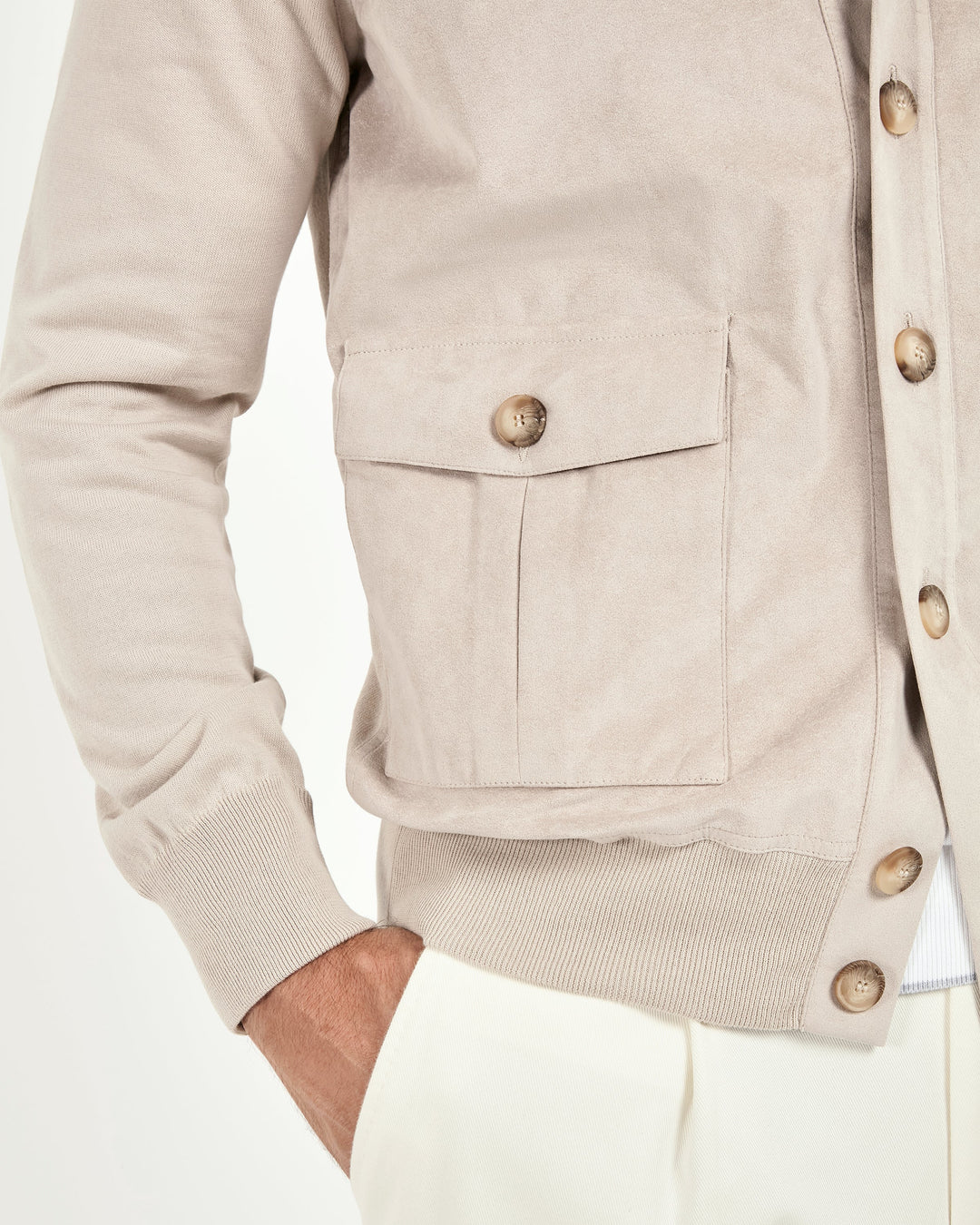 Sand knit & alcantara bomber - Made in Italy