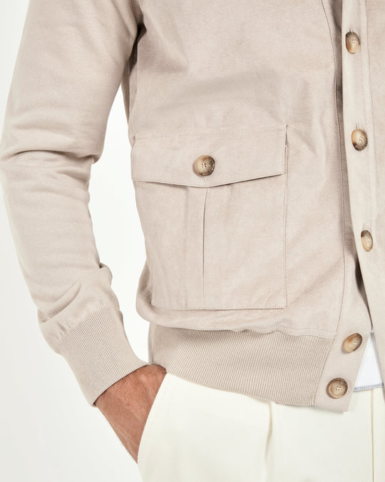 Sand knit & alcantara bomber - Made in Italy
