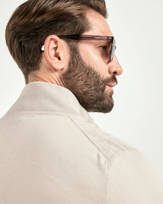 Sand knit & alcantara bomber - Made in Italy