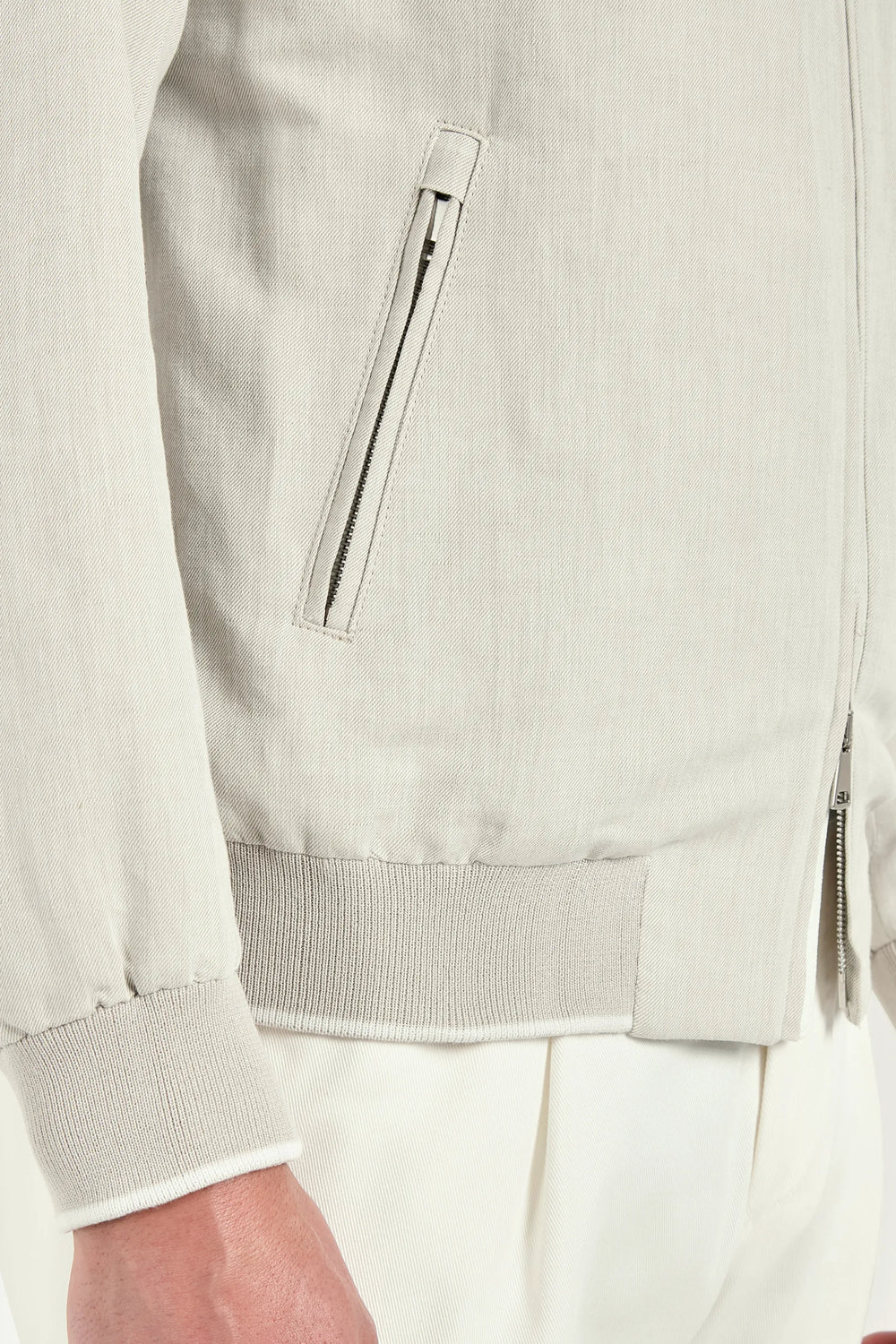 Sand linen and cotton bomber - Made in Italy