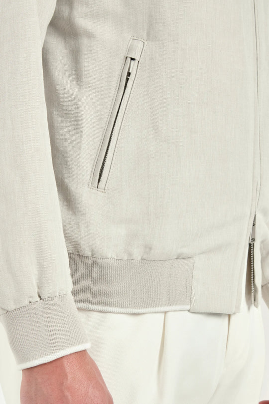 Sand linen and cotton bomber - Made in Italy