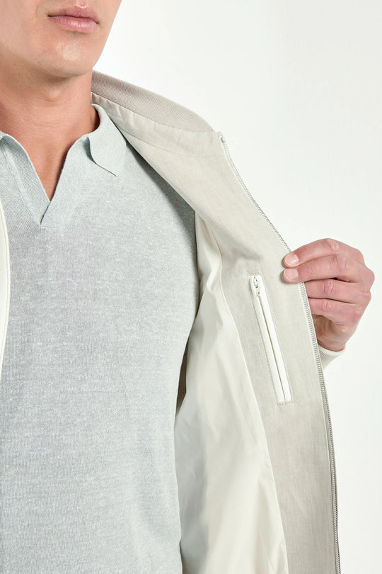 Sand linen and cotton bomber - Made in Italy