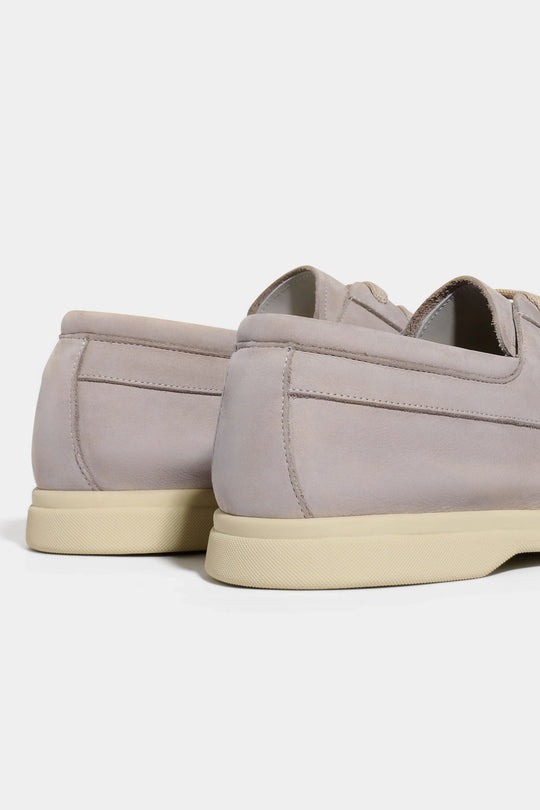 Sand nabuk boat loafers - Made in Italy