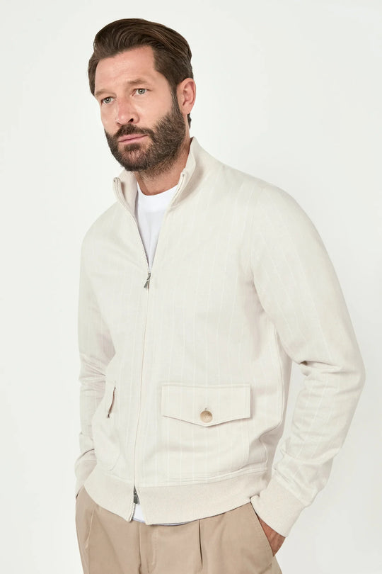 Sand striped jersey bomber - Made in Italy
