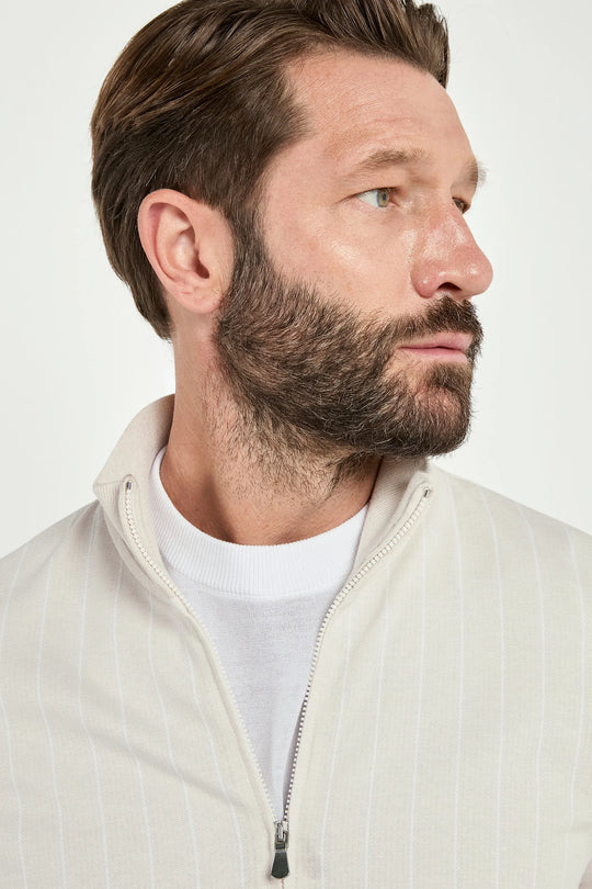 Sand striped jersey bomber - Made in Italy
