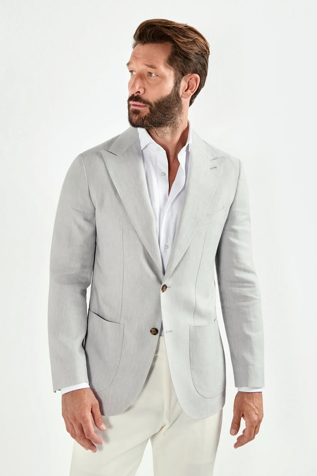 Sky grey herringbone jacket - Made in Italy