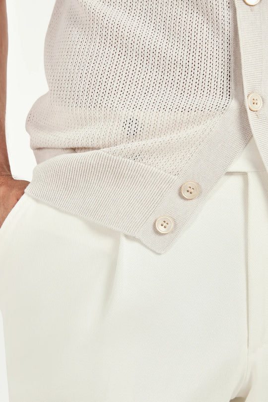 Stone knitted polo cardigan - Made in Italy