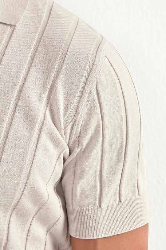 Stone ribbed polo - Made in Italy