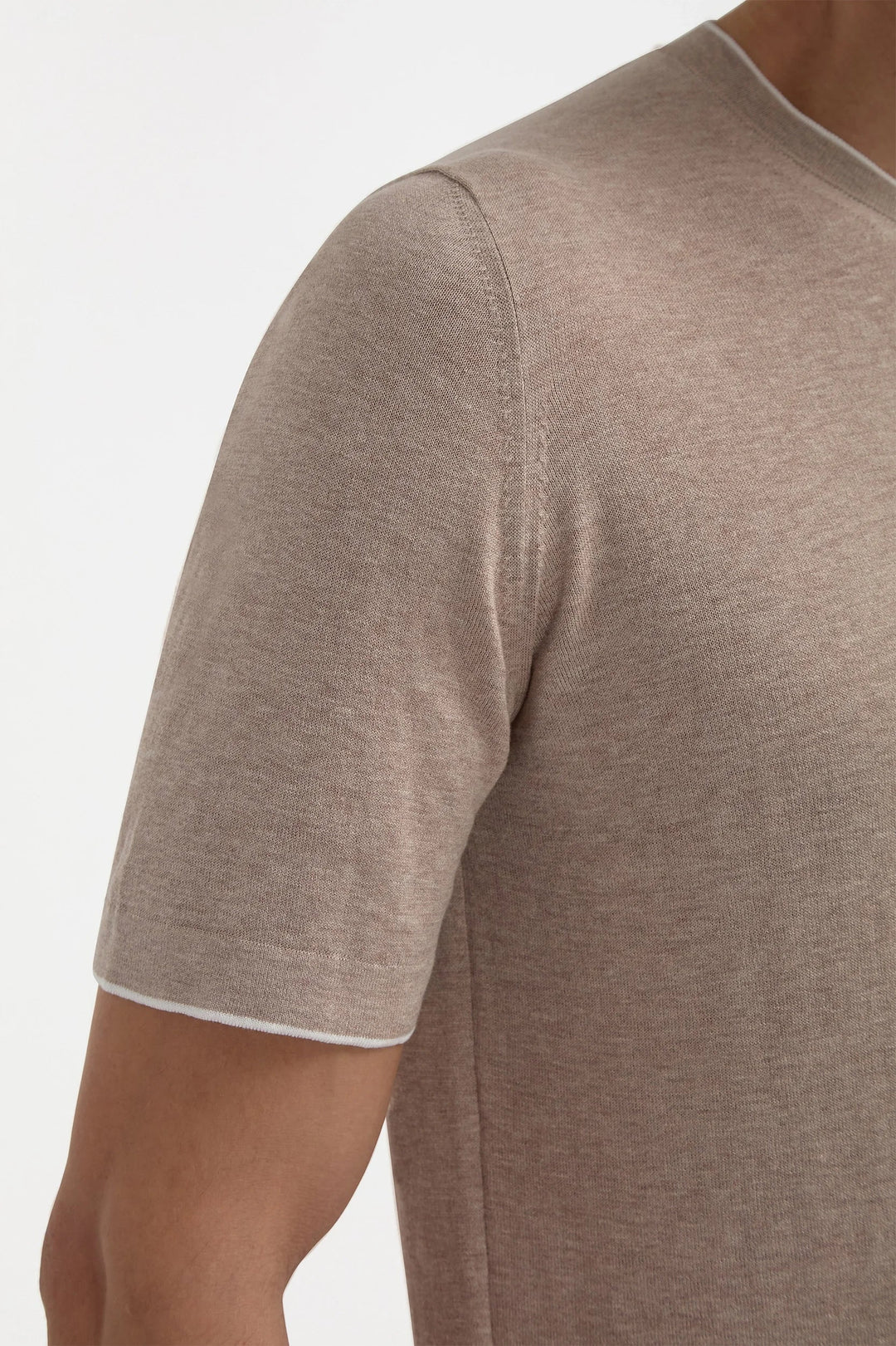 Taupe knitted t-shirt - Made in Italy