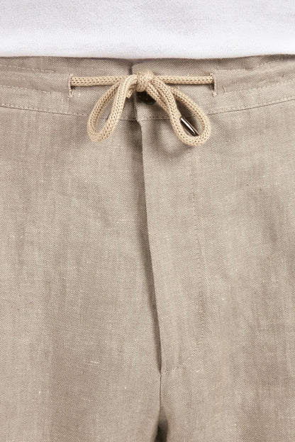 Taupe linen Alassio trousers - Made in Italy