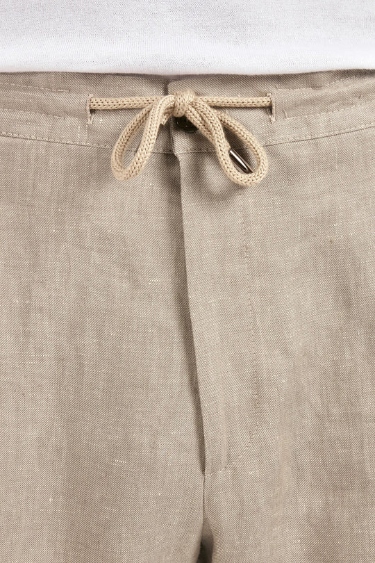 Taupe linen Alassio trousers - Made in Italy