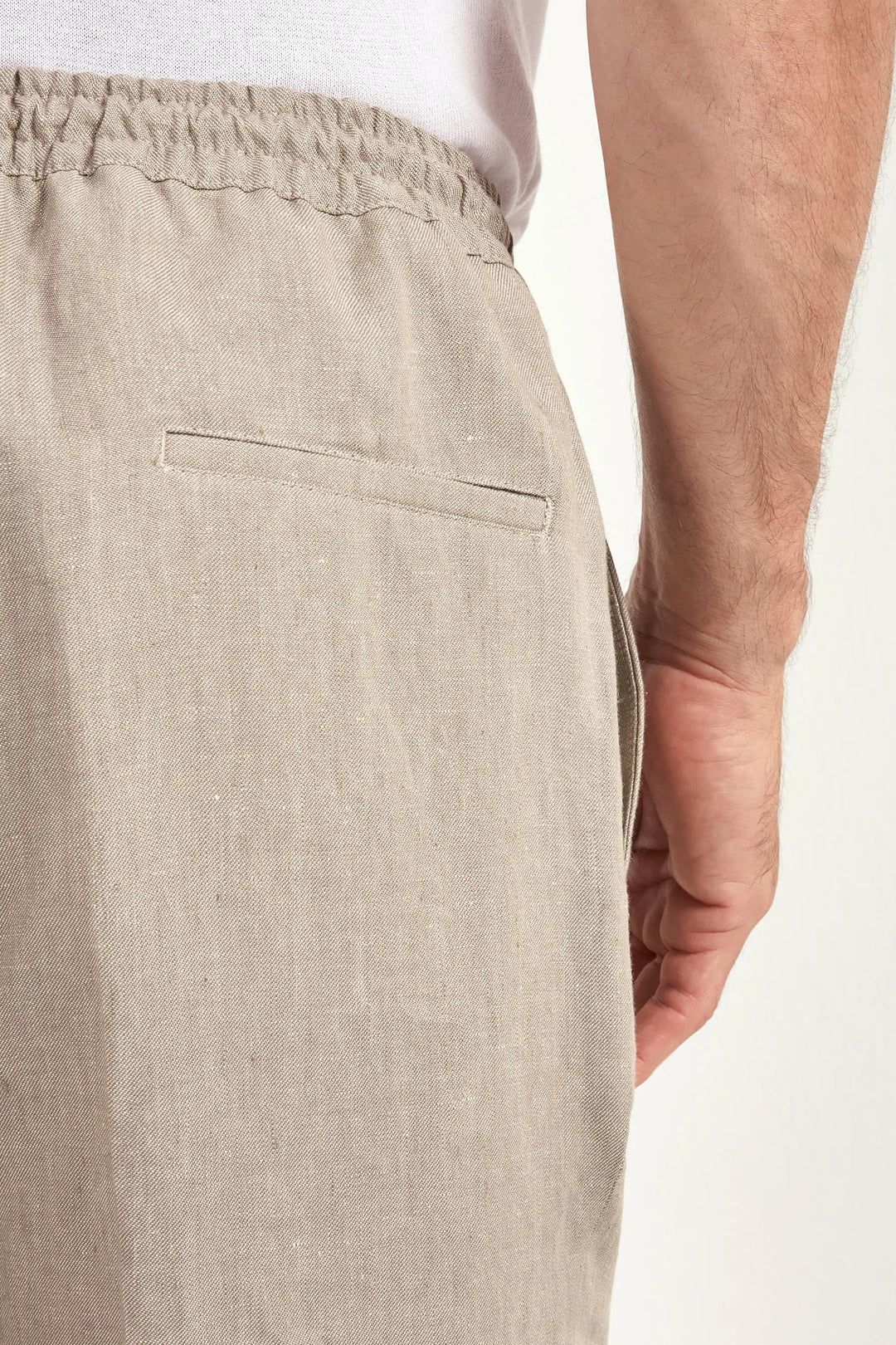 Taupe linen Alassio trousers - Made in Italy