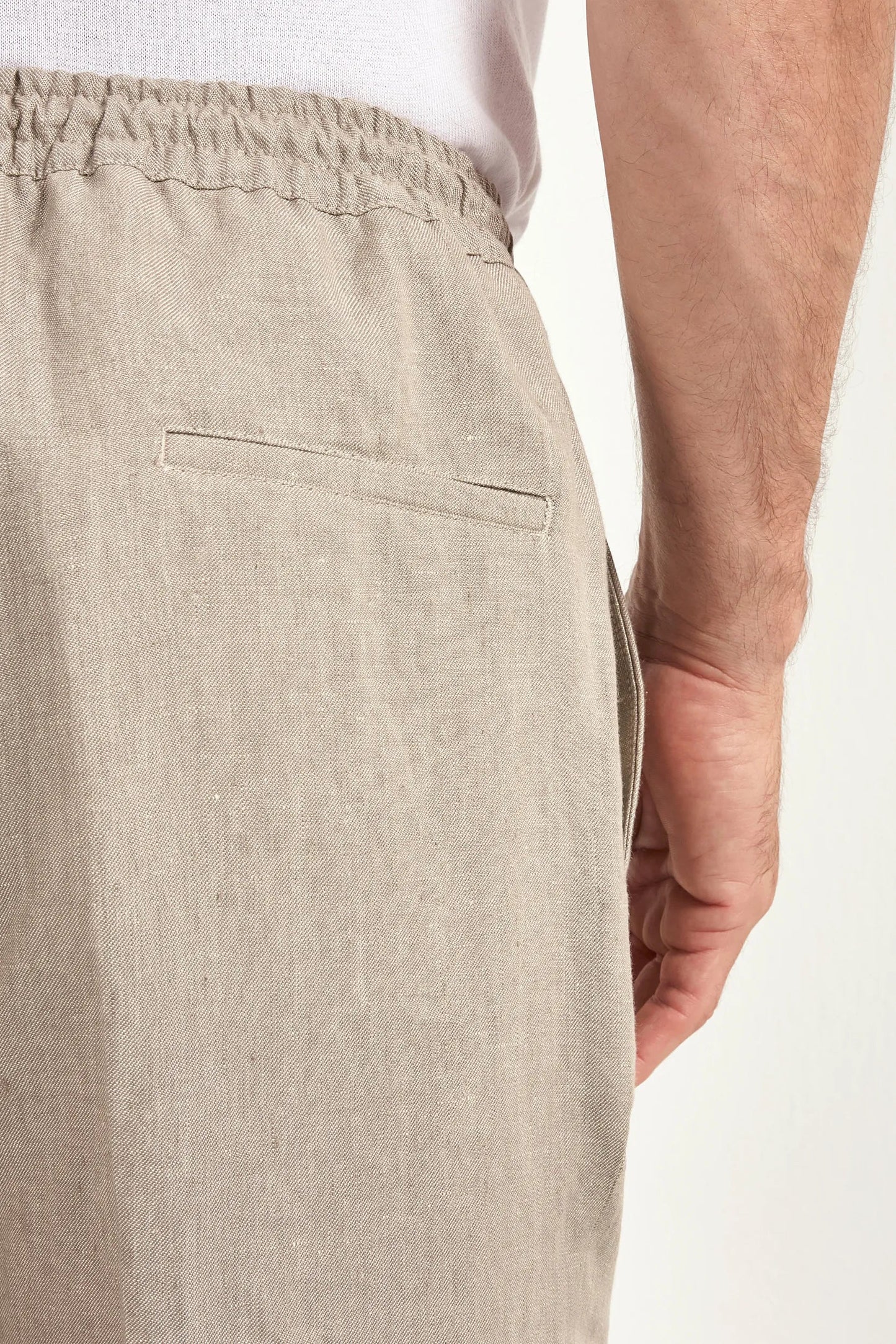 Taupe linen Alassio trousers - Made in Italy